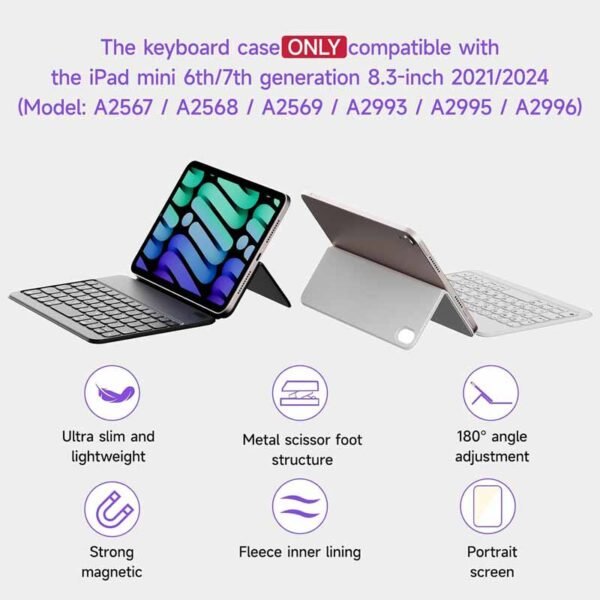 Wireless Clip Keyboard for iPad Mini6/7 - Image 3