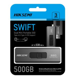 HIKSEMI 500GB SWIFT Dual Mini Portable SSD (Up to 530MB/s)