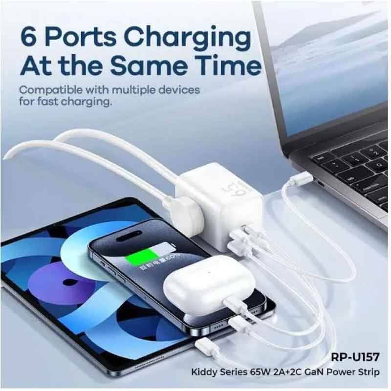 Remax RP-U157 65W Gan Power Strip (US) Dual-Port AC Socket - Image 5